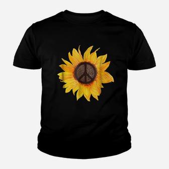 Peace Sunflower Flower Hippy Boho Style Gift T-Shirt Youth T-shirt | Crazezy AU