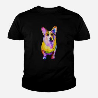 Pem Welsh Corgi Colorful Pop Art Portrait For Dog Lovers Youth T-shirt | Crazezy DE