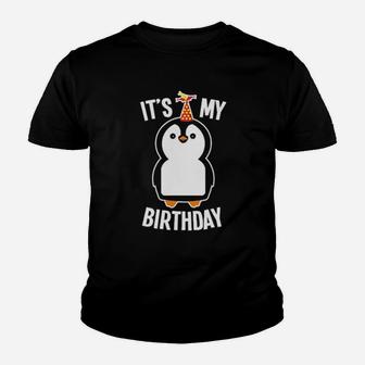 Penguin It Is My Birthday Youth T-shirt - Monsterry