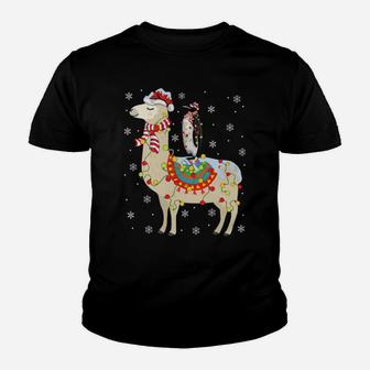 Penguins Lover Xmas Lighting Penguin Riding Llama Christmas Sweatshirt Youth T-shirt | Crazezy