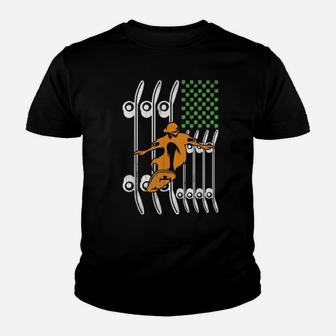 Perfect Irish Man Skateboarding Green Leaf Clover Flag Shirt Youth T-shirt - Monsterry