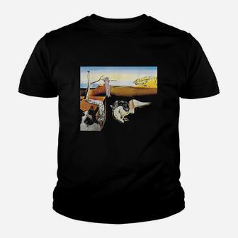 Persistence Of Meowory Funny Melting Cat Classical Art Meme Youth T-shirt | Crazezy
