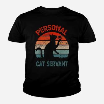 Personal Cat Servant Vintage Retro Funny Cat Lover Gift Youth T-shirt | Crazezy CA