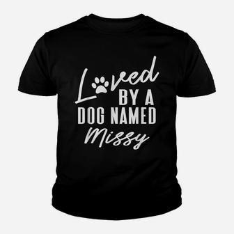 Personalized Dog Name Missy Gift Pet Lover Paw Print Youth T-shirt | Crazezy UK