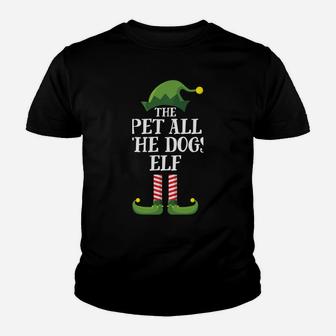 Pet All The Dogs Elf Matching Family Group Christmas Pajama Youth T-shirt | Crazezy AU