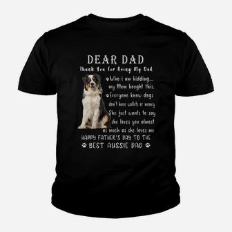 Pet Dog Australian Shepherd Lovers - Fathers Day Aussie Dad Youth T-shirt | Crazezy CA