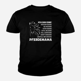 Pferdemama Schwarzes Kinder Tshirt, Motiv für Pferdeliebhaber - Seseable