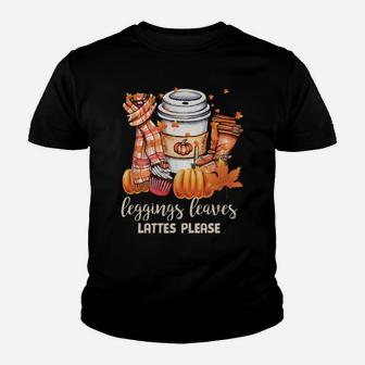 Ph Leggings Leaves Lattes Please Fall Autumn Costume Mommy Youth T-shirt | Crazezy UK