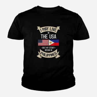 Philippines American Flag Usa Filipino Roots Gifts Youth T-shirt | Crazezy UK