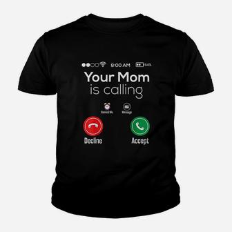 Phone Screen Your Mom Is Calling Youth T-shirt | Crazezy CA