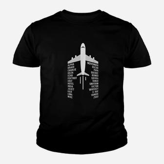 Phonetic Alphabet Aviation Pilot Airplane Aircraft Gift Youth T-shirt | Crazezy AU