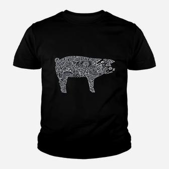 Pig Livestock Show Mandala Swine Pork Stock Show Youth T-shirt - Thegiftio UK