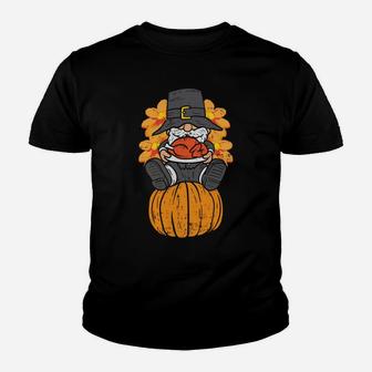 Pilgrim Gnome Pumpkin Turkey Thanksgiving Fall Autumn Gift Youth T-shirt | Crazezy CA