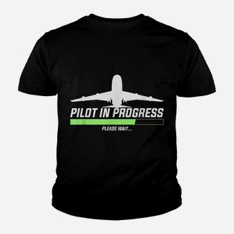 Pilot In Progress, Please Wait | Funny Aviation Pilot Youth T-shirt | Crazezy