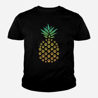 Pineapple Cat Paw Funny Tee For Cats Lovers Pineapple Lovers Youth T-shirt | Crazezy