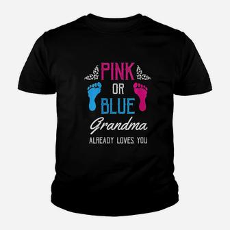 Pink Or Blue Grandma Loves You Youth T-shirt | Crazezy DE