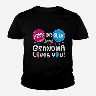Pink Or Blue Grandma Loves You Youth T-shirt | Crazezy