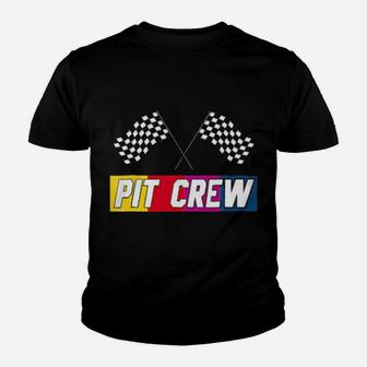 Pit Crew Dirt Track Car Racing Youth T-shirt - Monsterry