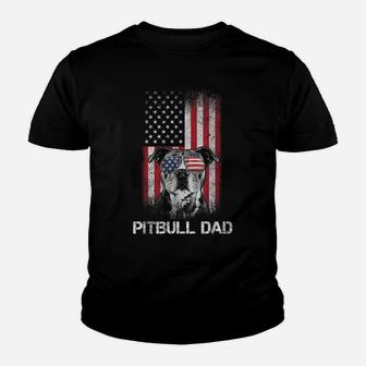 Pitbull American Flag 4Th Of July Pitbull Dad Dog Lover Youth T-shirt | Crazezy
