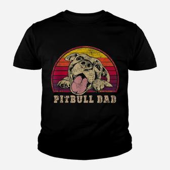 Pitbull Dad Vintage Smiling Pitbull Father's Day Dog Lovers Youth T-shirt | Crazezy AU