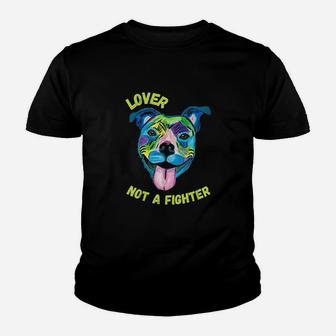 Pitbull Lover Not A Fighter Art Dog Mom Dad Youth T-shirt | Crazezy