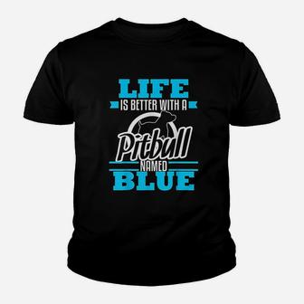 Pitbull Named Blue Dog Youth T-shirt | Crazezy