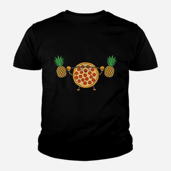 Pizza Lifting Pineapple Funny Food Squat Barbell Youth T-shirt | Crazezy AU
