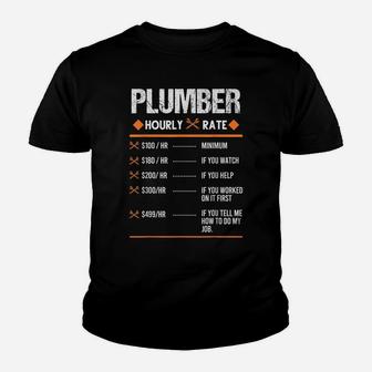 Plumber Hourly Rate Plumber Youth T-shirt | Crazezy