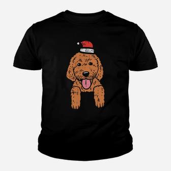 Pocket Goldendoodle Santa Hat Christmas Animal Pet Dog Gift Youth T-shirt | Crazezy