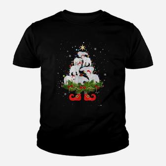 Polar Bears Christmas Tree Lights Funny Santa Hat Lover Youth T-shirt | Crazezy DE