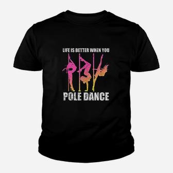Pole Dance Dancing Fitness Workout Youth T-shirt | Crazezy