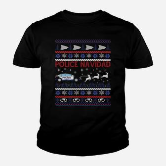 Police Navidad Ugly Christmas Sweater Design Sweatshirt Youth T-shirt | Crazezy