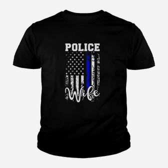 Police Wife Police Officer Wife Gift American Flag Youth T-shirt | Crazezy