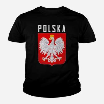 Polska Eagle Emblem Poland Flag Polish Culture Pierogi Gift Youth T-shirt | Crazezy