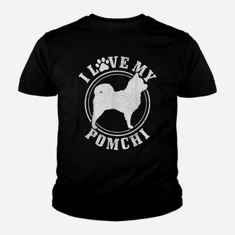 Pomchi Dog I Love My Pomchi Mom Dad Youth T-shirt | Crazezy