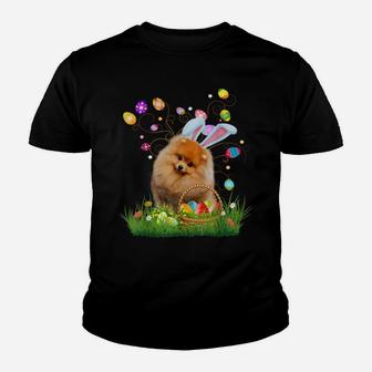 Pomeranian Pet Dog Hunting Egg Tree Bunny Easter Day Youth T-shirt | Crazezy