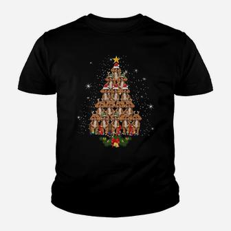 Poodle Christmas Tree Dog Xmas Lights Pajamas Funny Tee Youth T-shirt | Crazezy