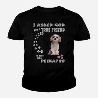 Poodle Pekingese Dog Quote Mom Dad Costume, Cute Peekapoo Youth T-shirt | Crazezy DE