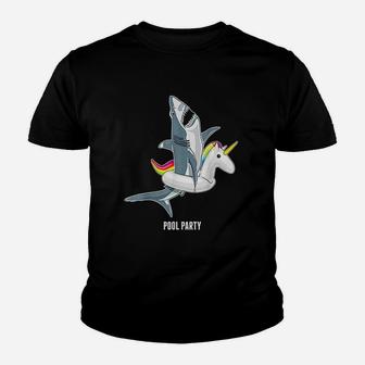 Pool Party Unicorn Float Funny Shark Lover Youth T-shirt | Crazezy DE