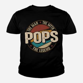 Pops Man Myth Legend Funny Fathers Day Pops Youth T-shirt | Crazezy