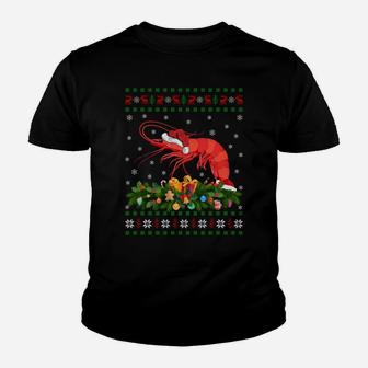 Prawn Fish Lover Xmas Santa Hat Ugly Prawn Christmas Sweatshirt Youth T-shirt | Crazezy