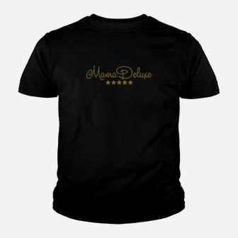 Premium Mama Deluxe Schwarzes Kinder Tshirt mit Goldschrift & Sternen Design - Seseable