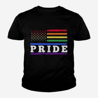 Pride Lgbt Rainbow American Flag Gay Pride Rainbow Pullover Youth T-shirt | Crazezy AU