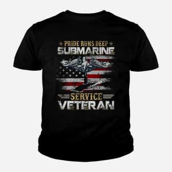 Pride Runs Deep Submarine Service Veteran Flag Patriotic Men Youth T-shirt | Crazezy DE