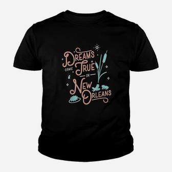 Princess And The Frog Dreams Come True Text Youth T-shirt | Crazezy