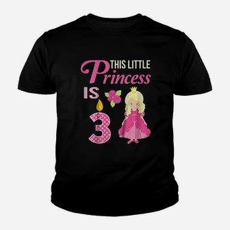 Princess Birthday 3 Year Old 3Rd Birthday Youth T-shirt | Crazezy