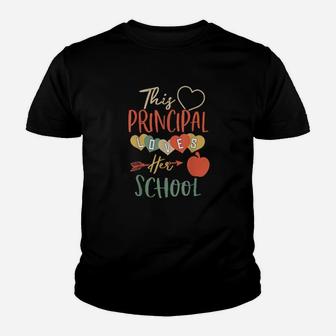 Principal Valentines Day Hearts Loves Her School Youth T-shirt - Monsterry AU