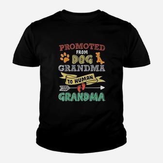 Promoted From Dog Grandma To Human Grandpa Youth T-shirt | Crazezy UK