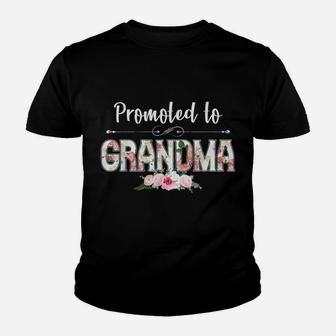 Promoted To Grandma Flower Youth T-shirt | Crazezy