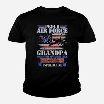 Proud Air Force Grandpa Most People Never Meet Their Heroes American Flag Veteran Patriotic Youth T-shirt - Monsterry